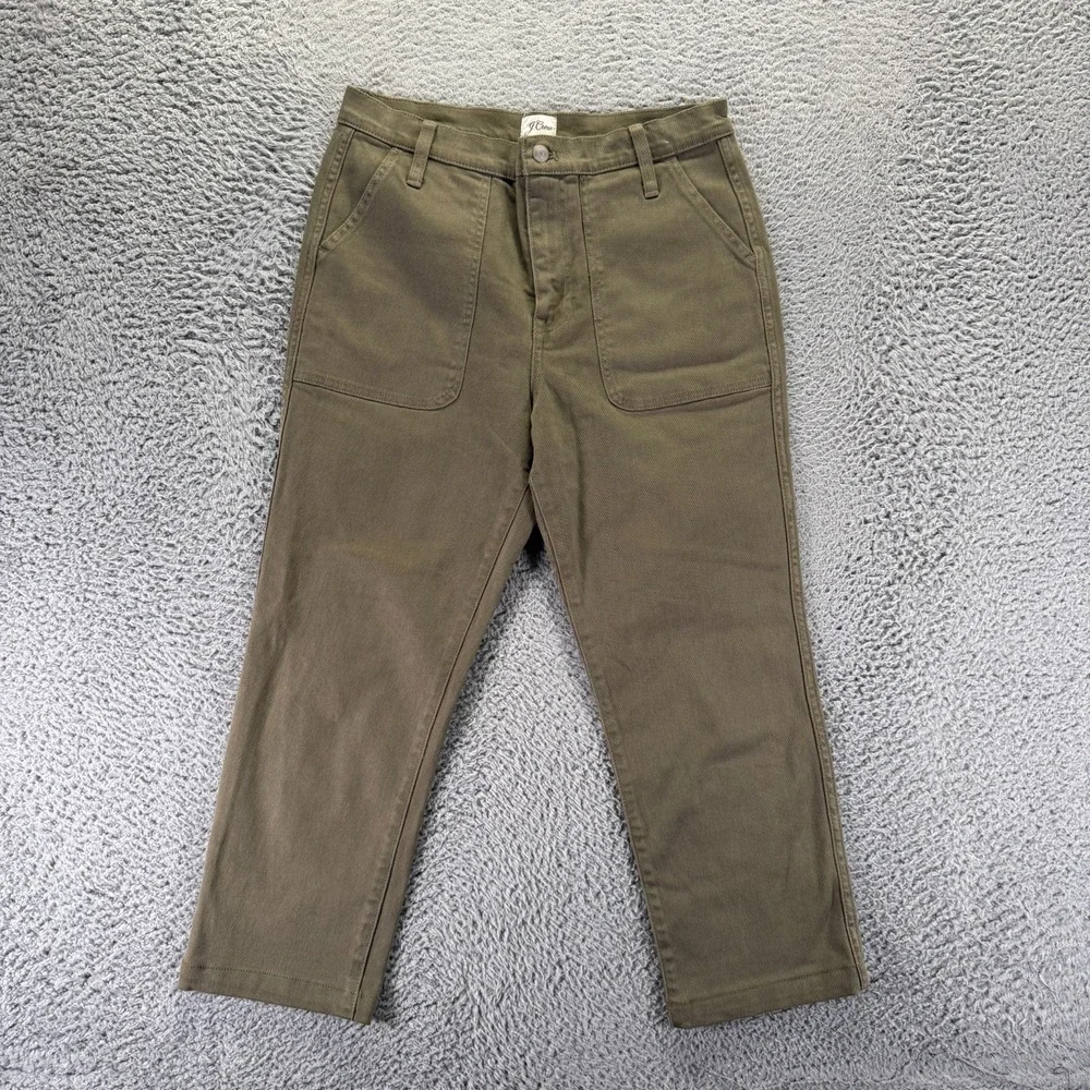 J.Crew Jeans Womens 28x23 Green Cotton Denim Straight Leg Cropped Travel Stretch